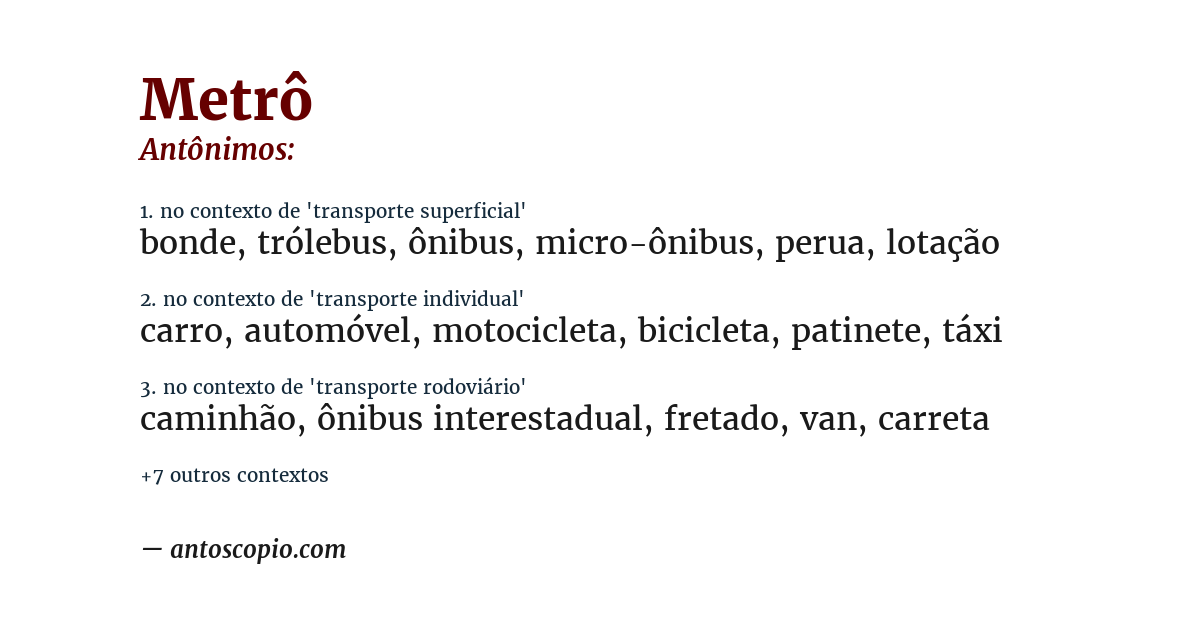 Antônimo de metrô