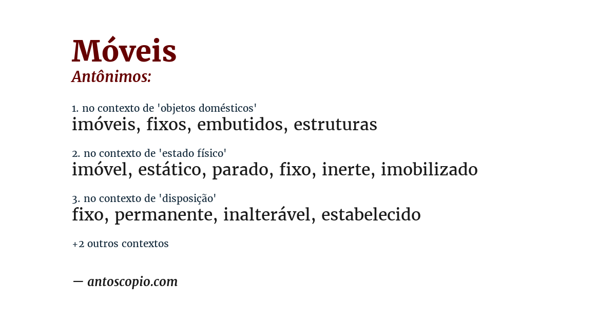 Antônimo de móveis
