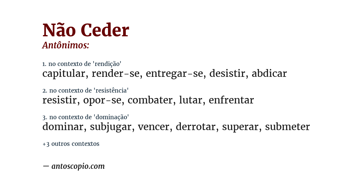 Antônimo de não ceder