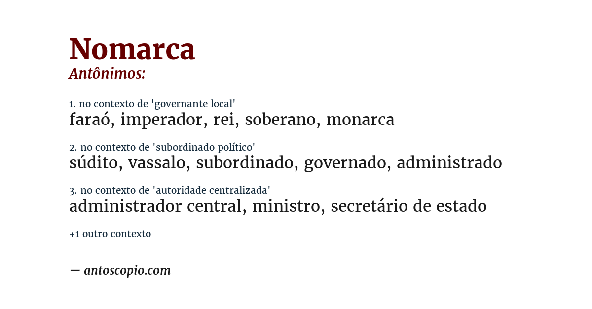 Antônimo de nomarca