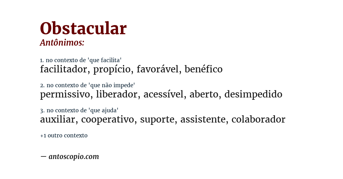 Antônimo de obstacular