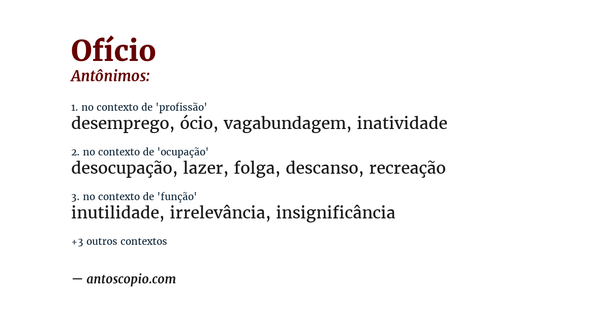Antônimo de ofício