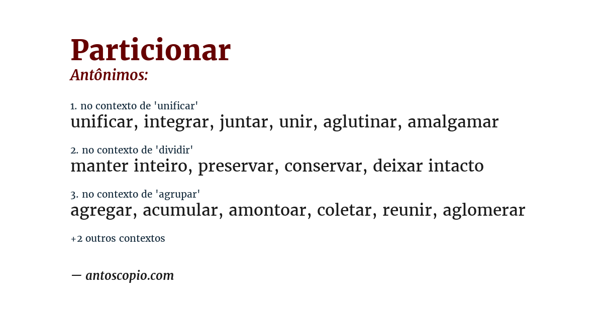 Antônimo de particionar