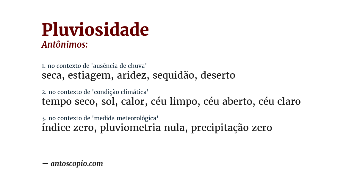 Antônimo de pluviosidade