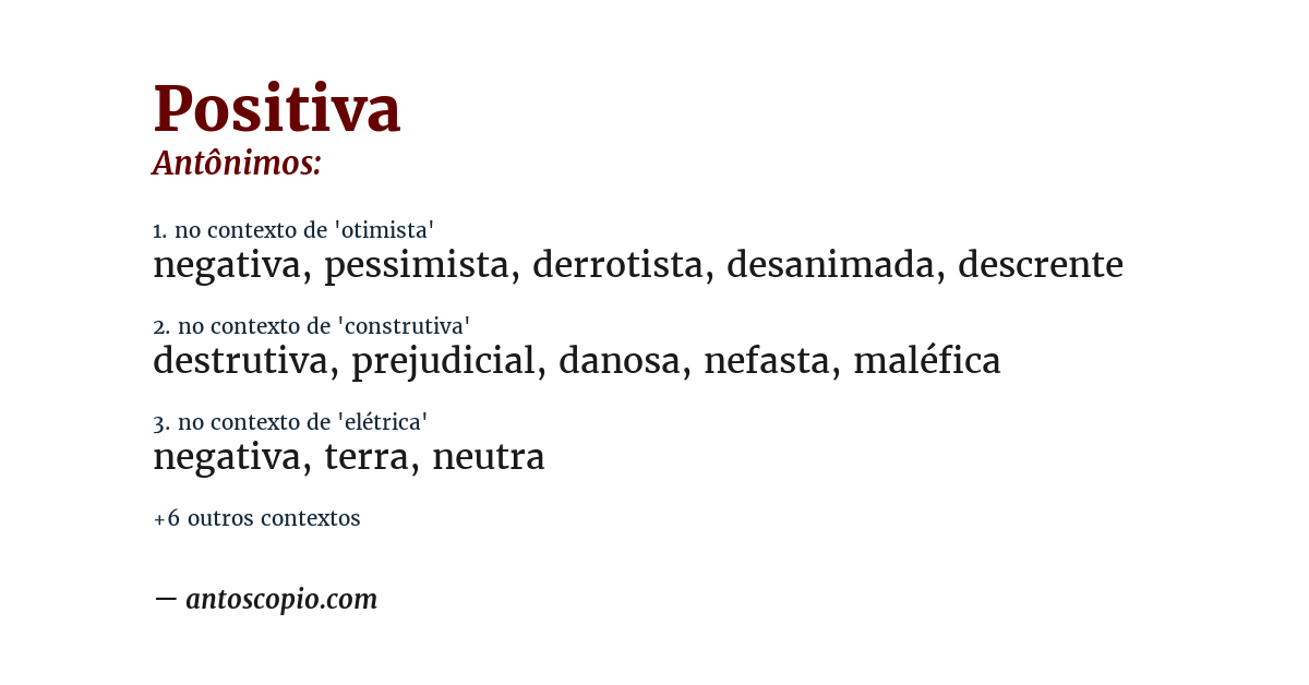Antônimo de positiva