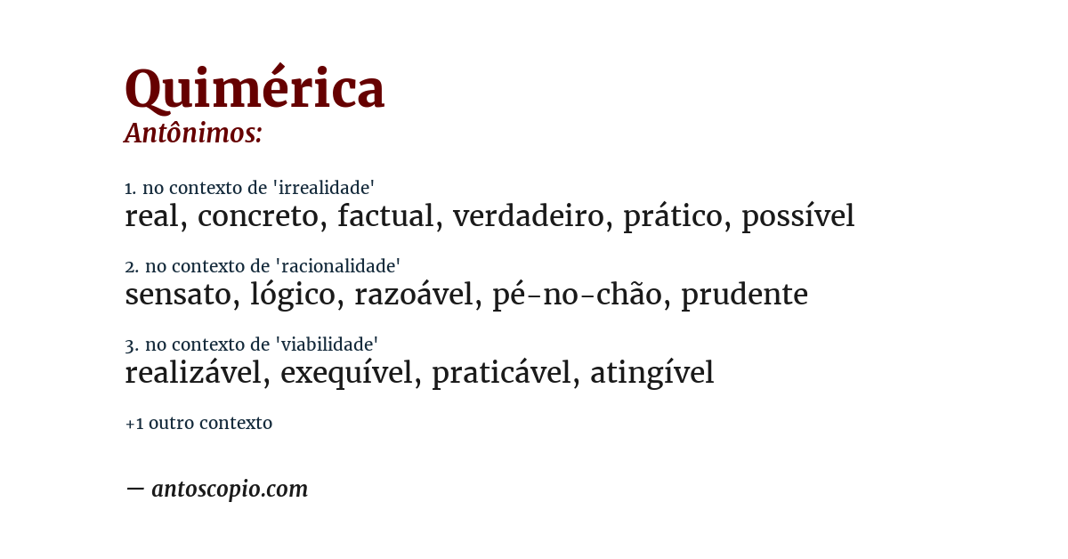 Antônimo de quimérica