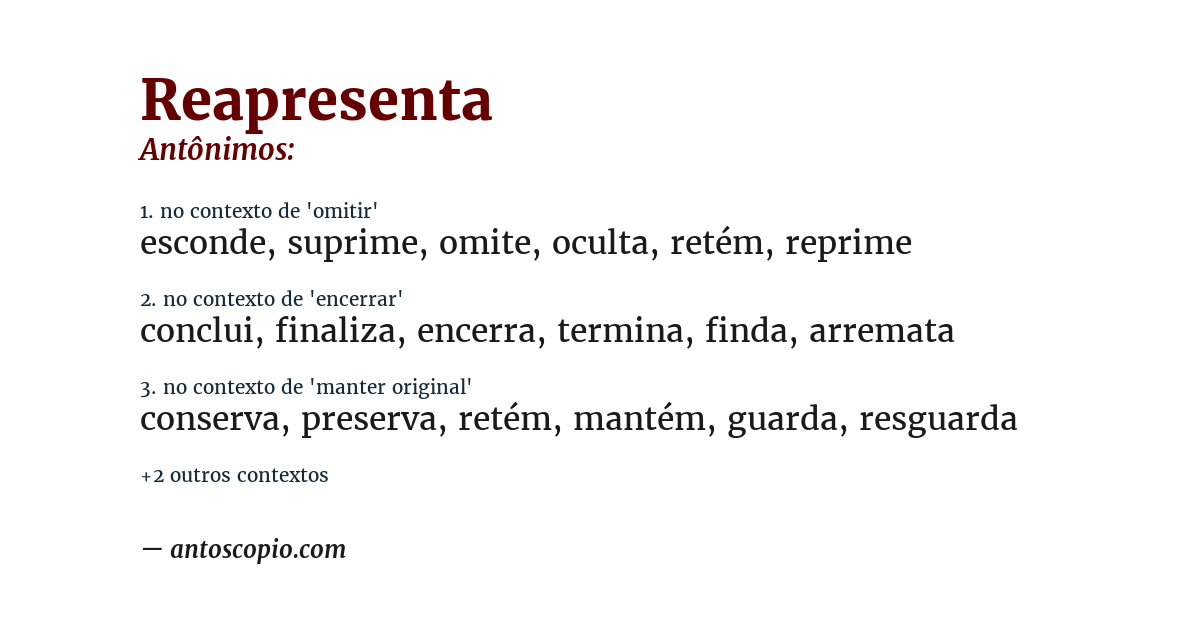 Antônimo de reapresenta