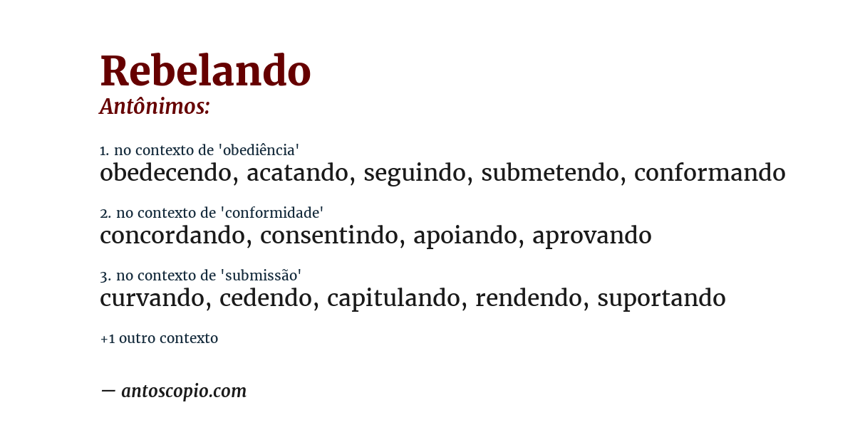 Antônimo de rebelando