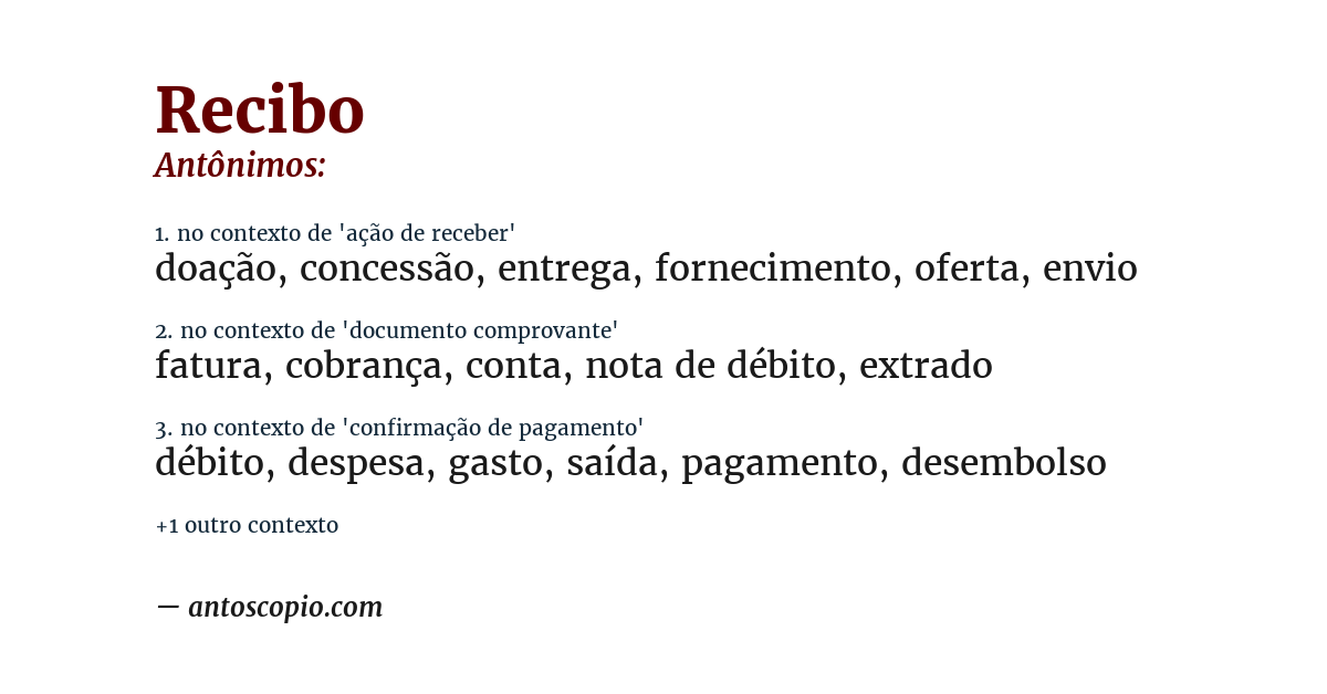 Antônimo de recibo