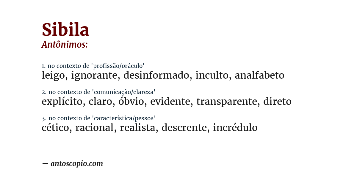 Antônimo de sibila