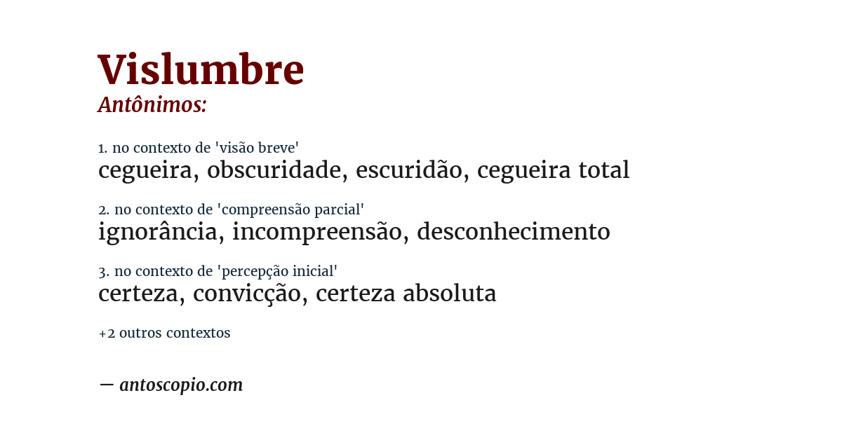 Antônimo de vislumbre