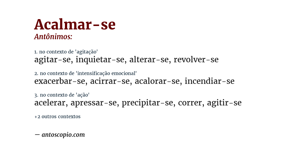 Antônimo de acalmar-se