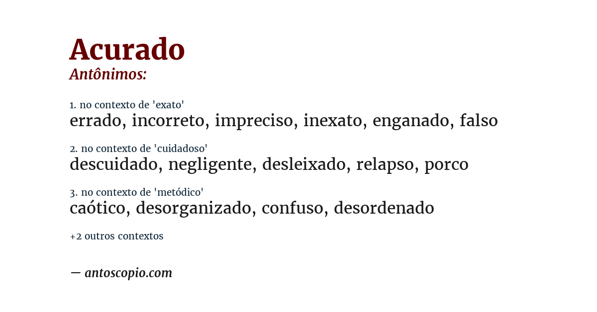 Antônimo de acurado