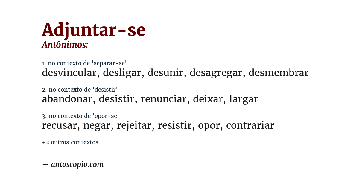 Antônimo de adjuntar-se