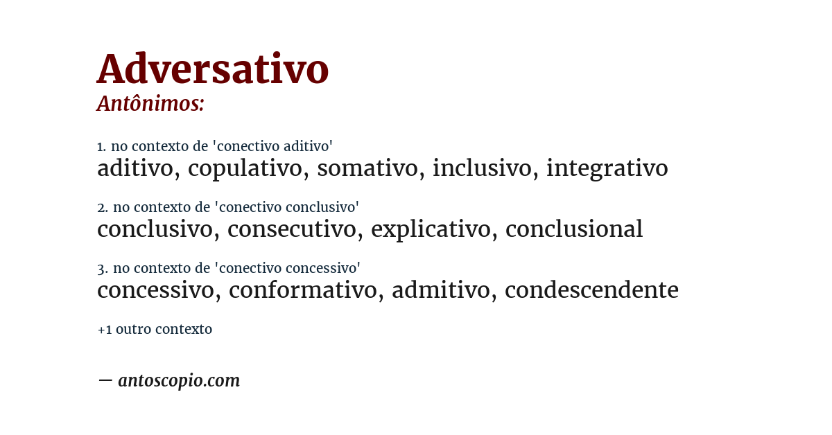 Antônimo de adversativo