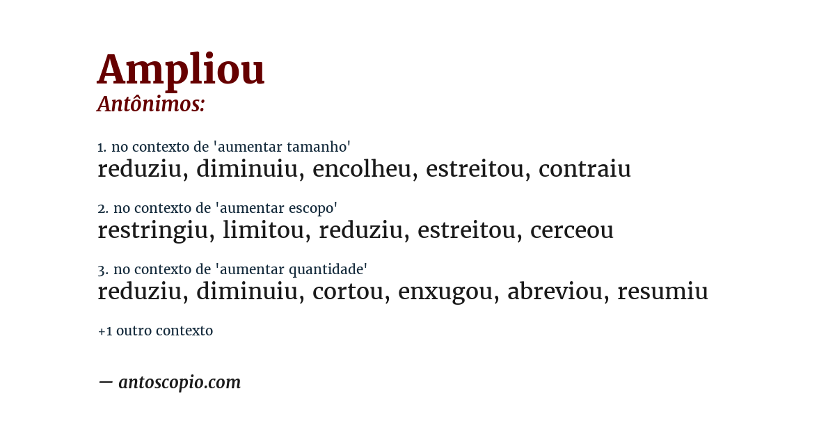 Antônimo de ampliou