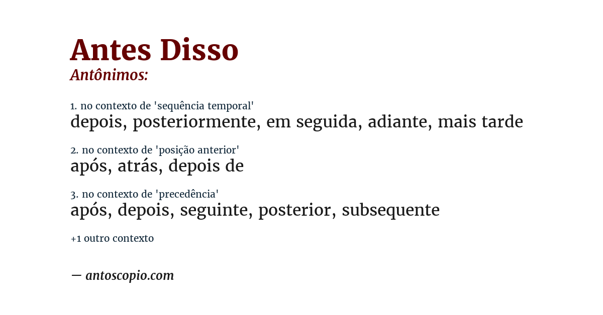Antônimo de antes disso