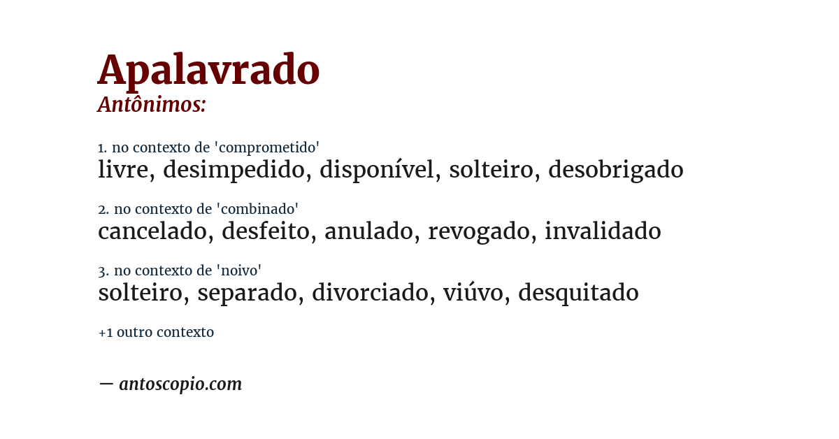 Antônimo de apalavrado