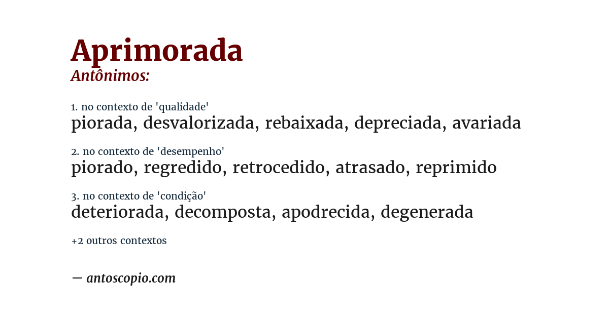 Antônimo de aprimorada