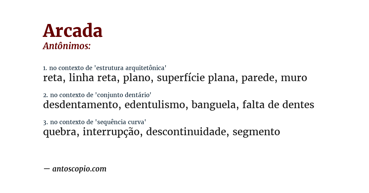 Antônimo de arcada