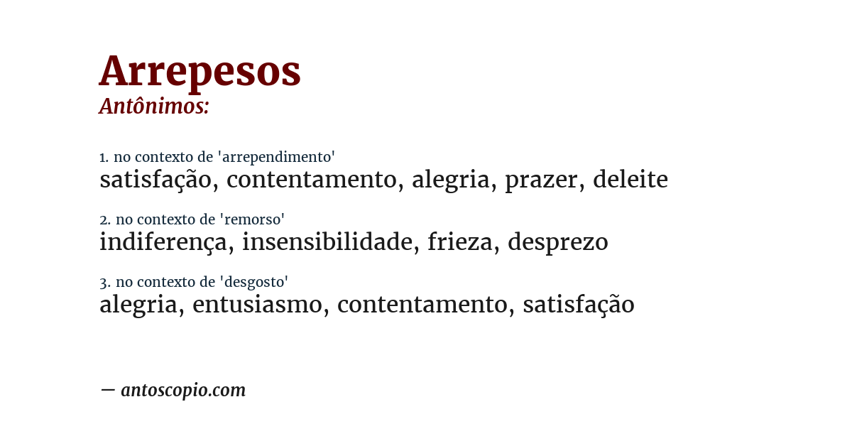 Antônimo de arrepesos