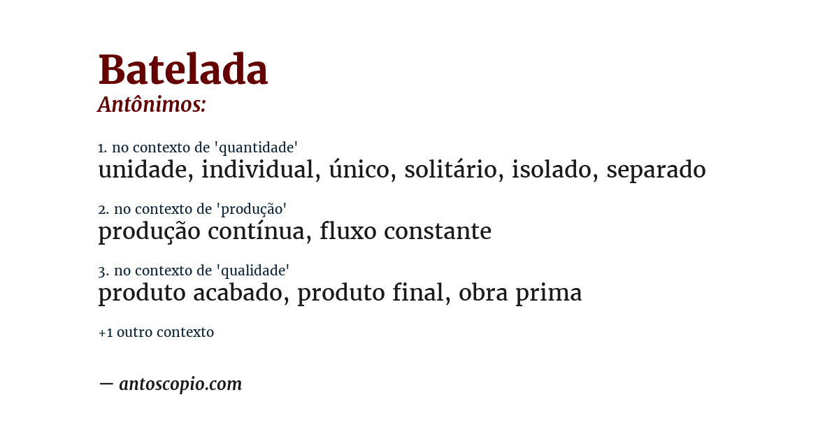Antônimo de batelada