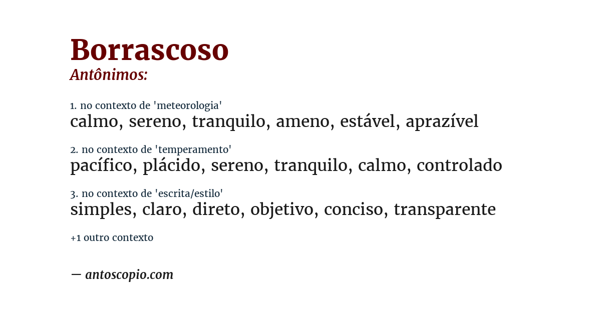 Antônimo de borrascoso