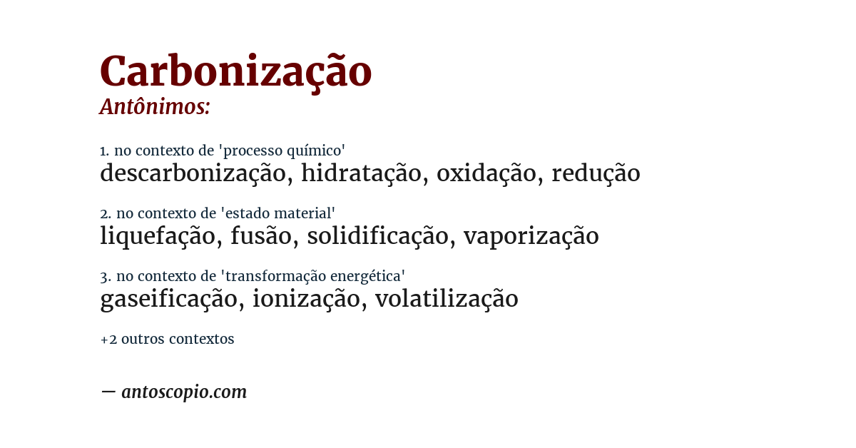 Antônimo de carbonização