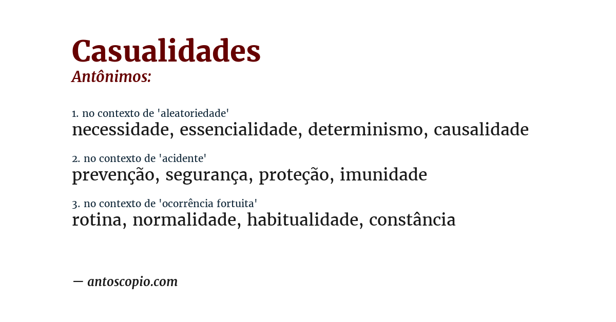 Antônimo de casualidades