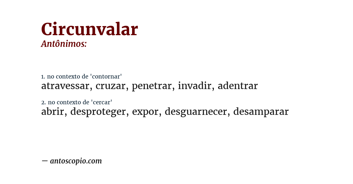 Antônimo de circunvalar