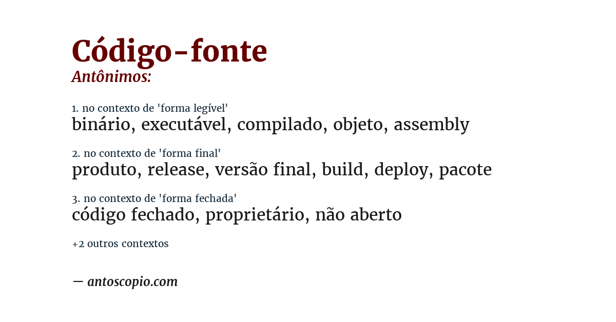 Antônimo de código-fonte