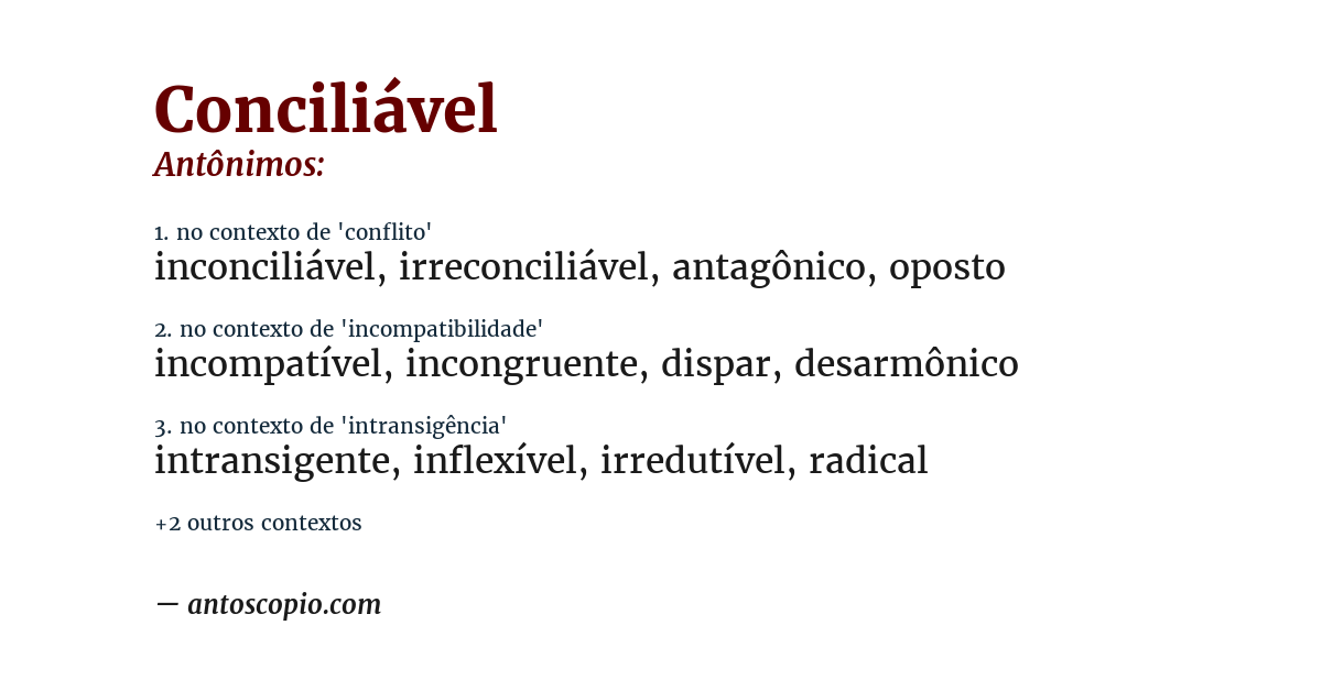 Antônimo de conciliável