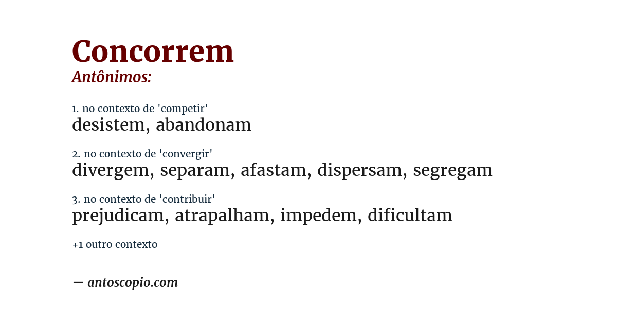 Antônimo de concorrem