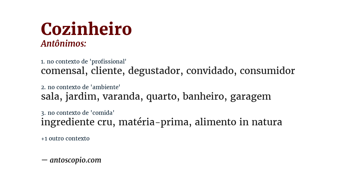 Antônimo de cozinheiro