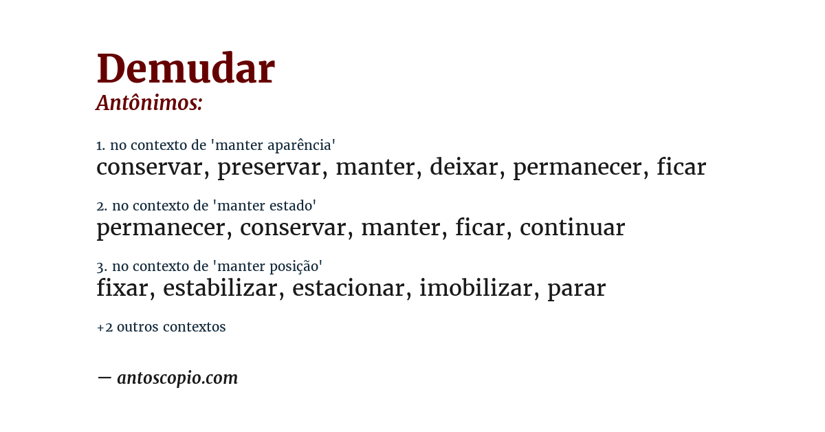 Antônimo de demudar