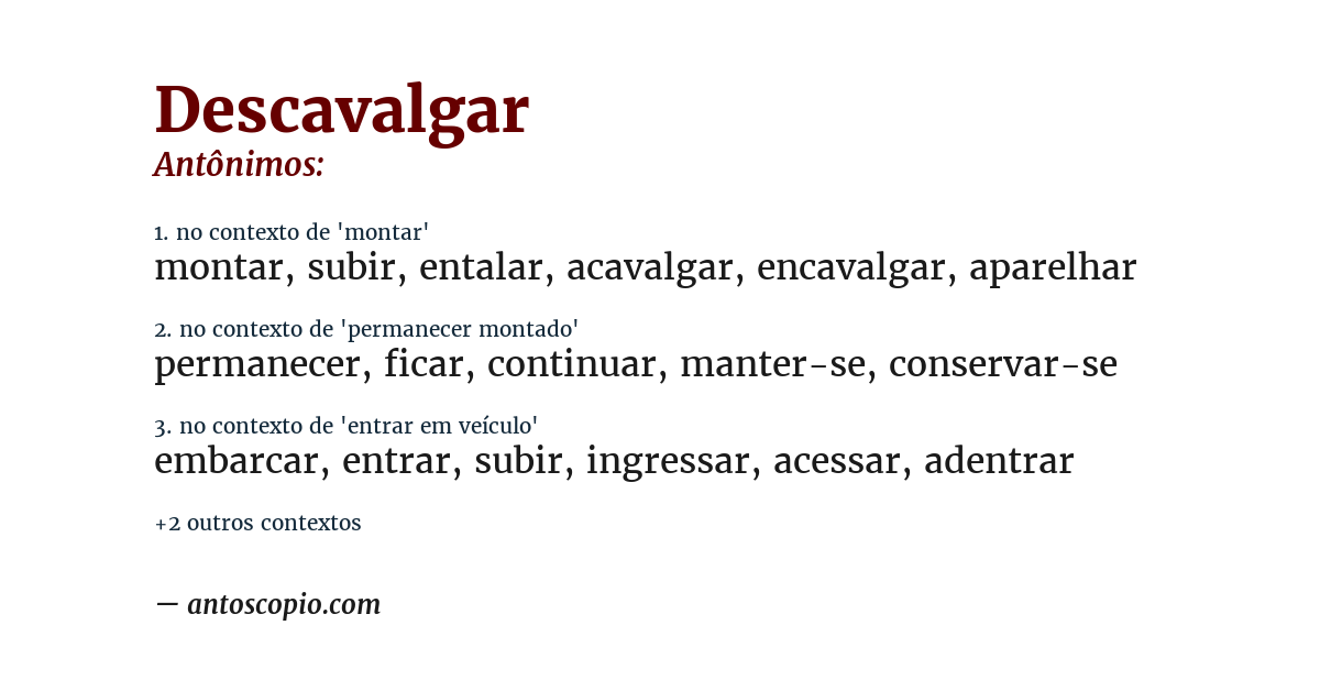 Antônimo de descavalgar