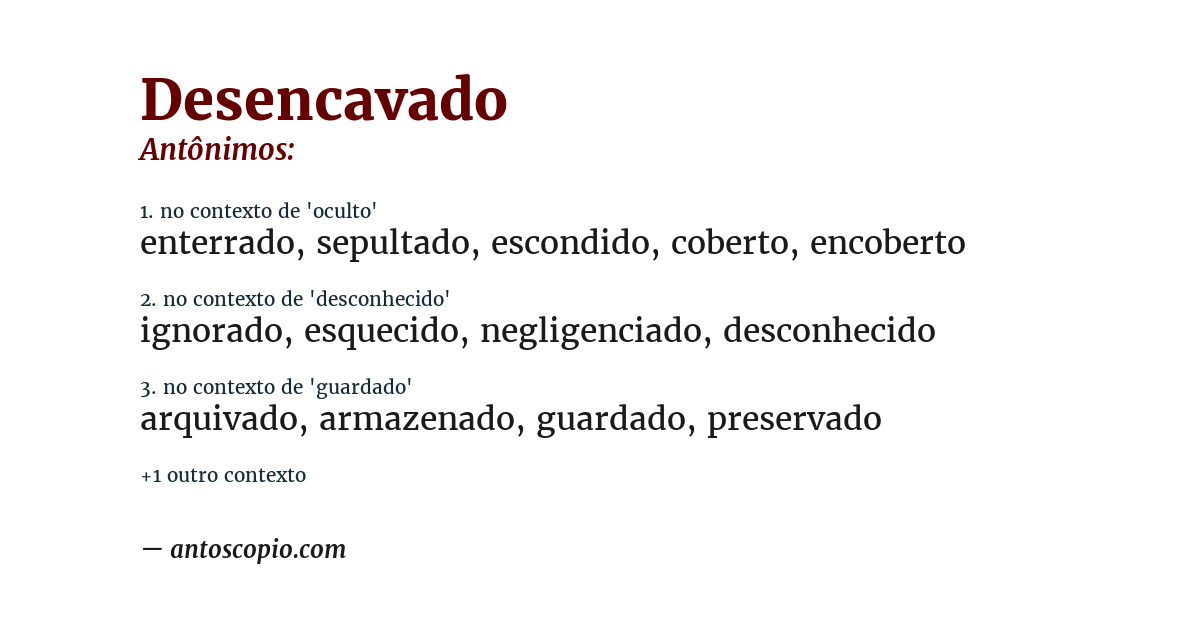 Antônimo de desencavado