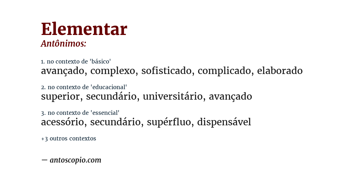 Antônimo de elementar