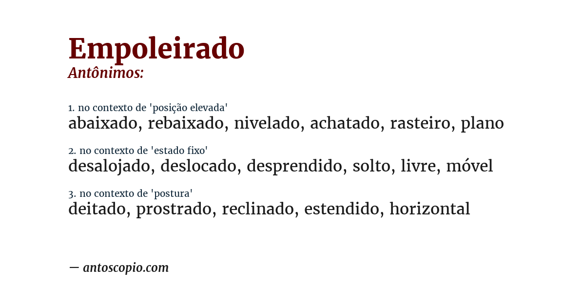 Antônimo de empoleirado