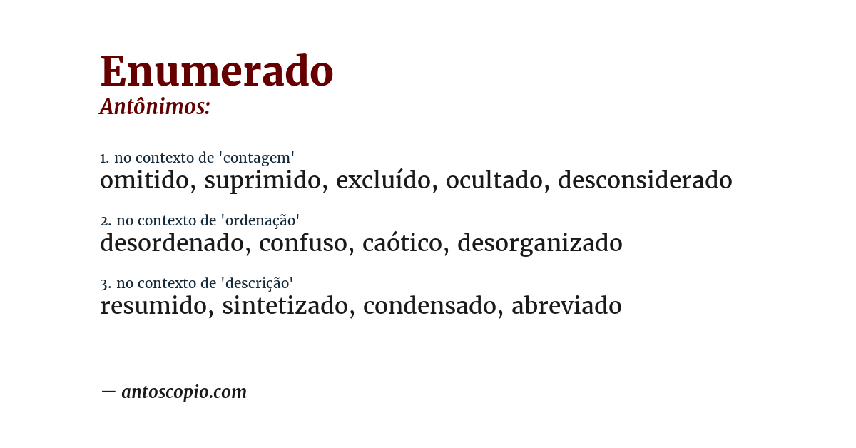 Antônimo de enumerado