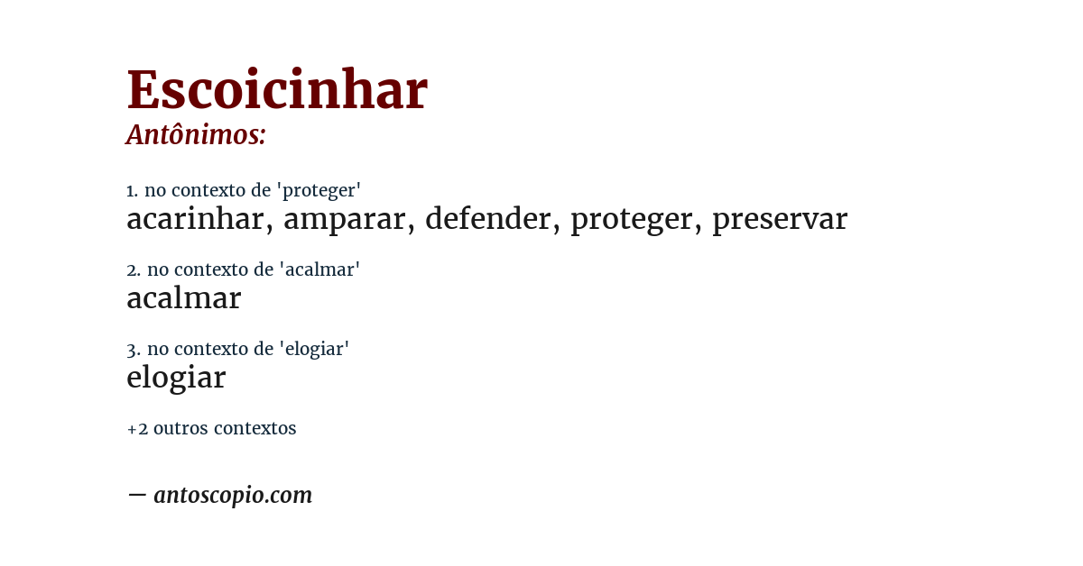 Antônimo de escoicinhar