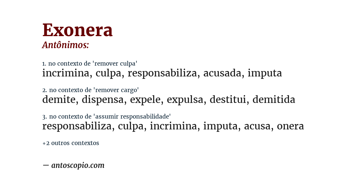 Antônimo de exonera