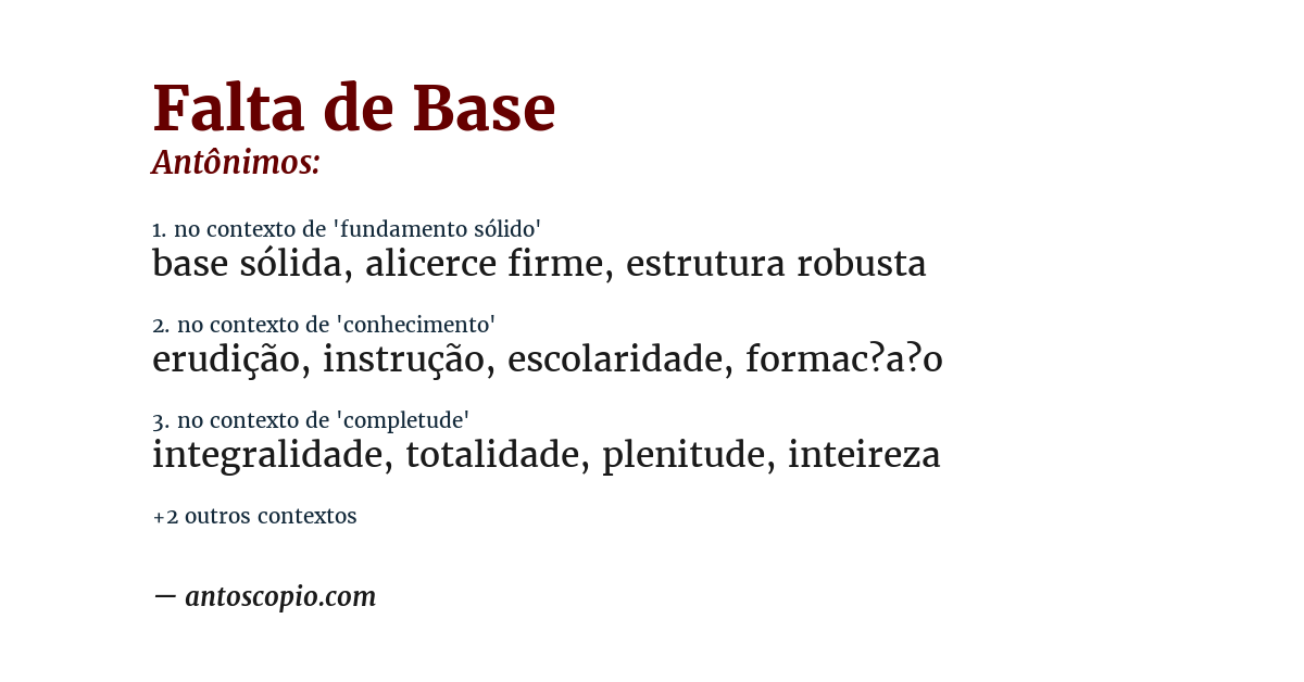 Antônimo de falta de base