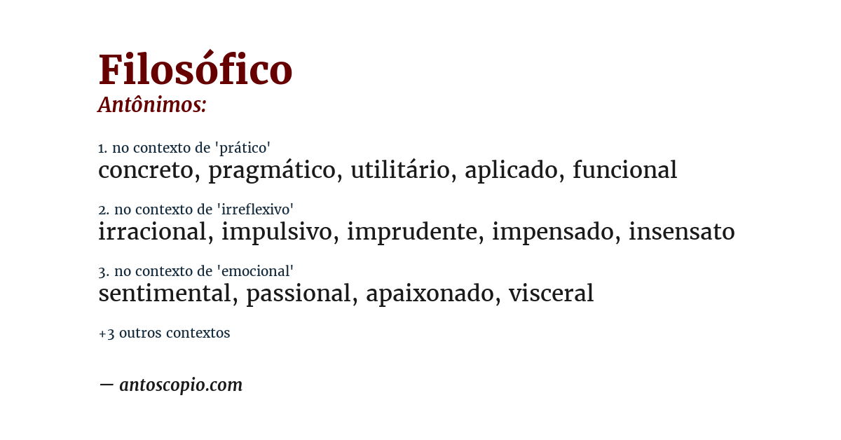 Antônimo de filosófico