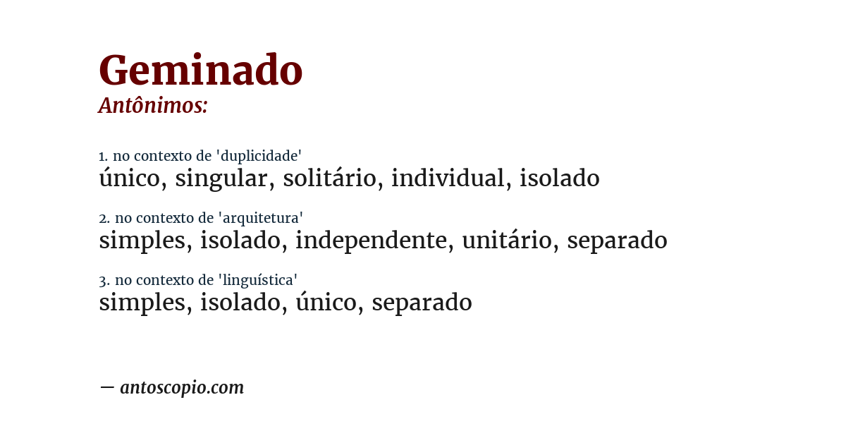 Antônimo de geminado