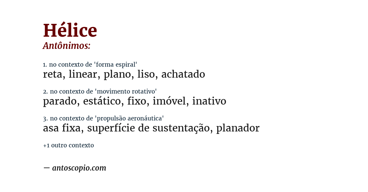 Antônimo de hélice