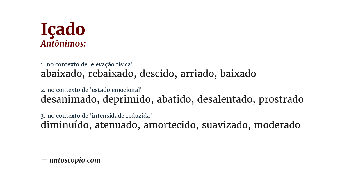 Antônimo de içado