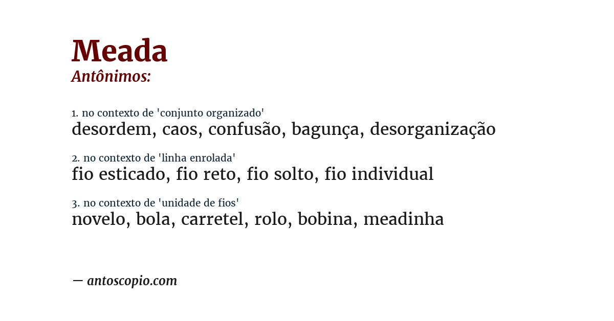 Antônimo de meada