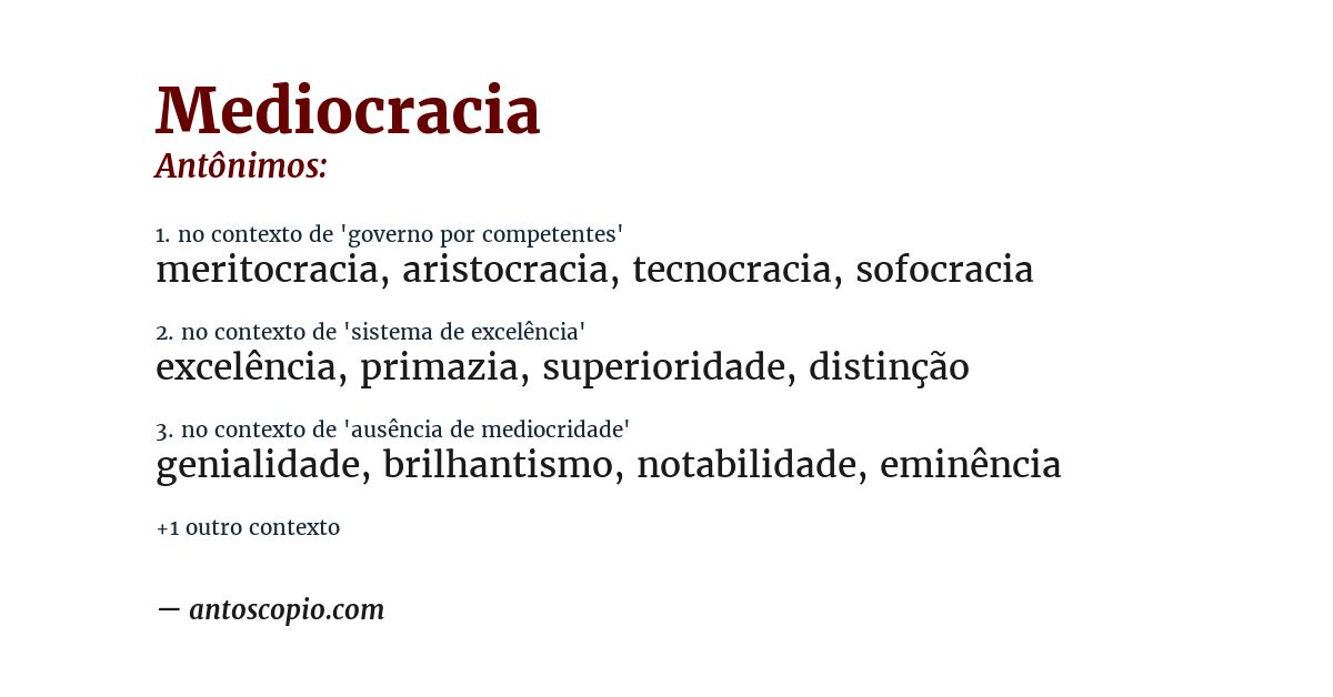 Antônimo de mediocracia