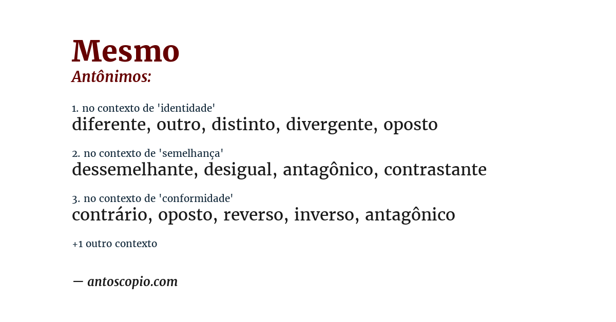 Antônimo de mesmo
